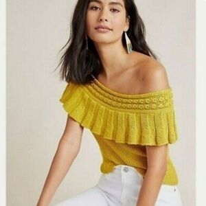 Anthropologie Ruffle Off The Shoulder sweater